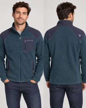 Marmot Polartec Fleece Jacket Men’s XL Teal Navy Full Zip Hiking Outdoor